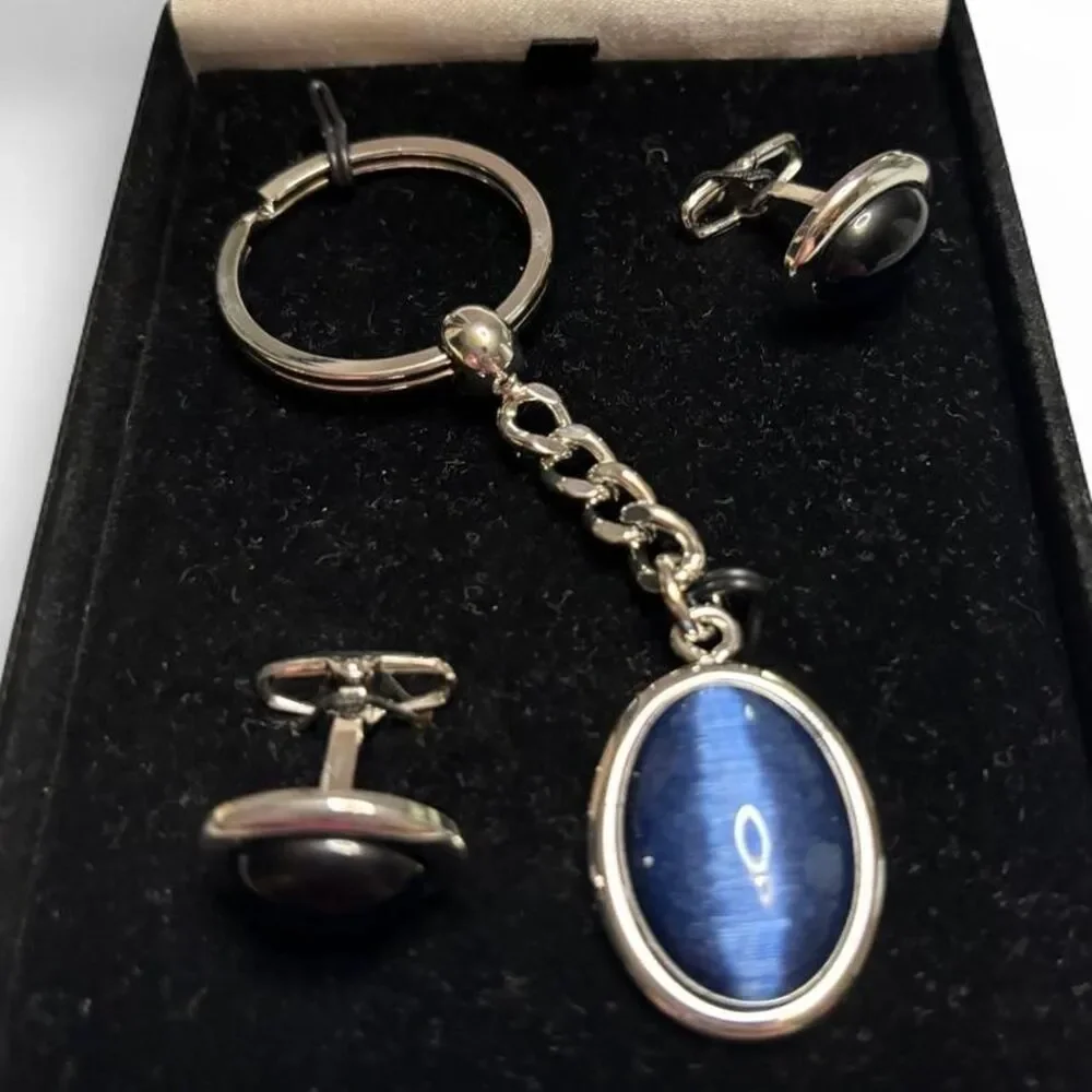 Vintage Men’s Cufflinks & Keychain Gift Set Bundle – Claiborne & Roma Milano